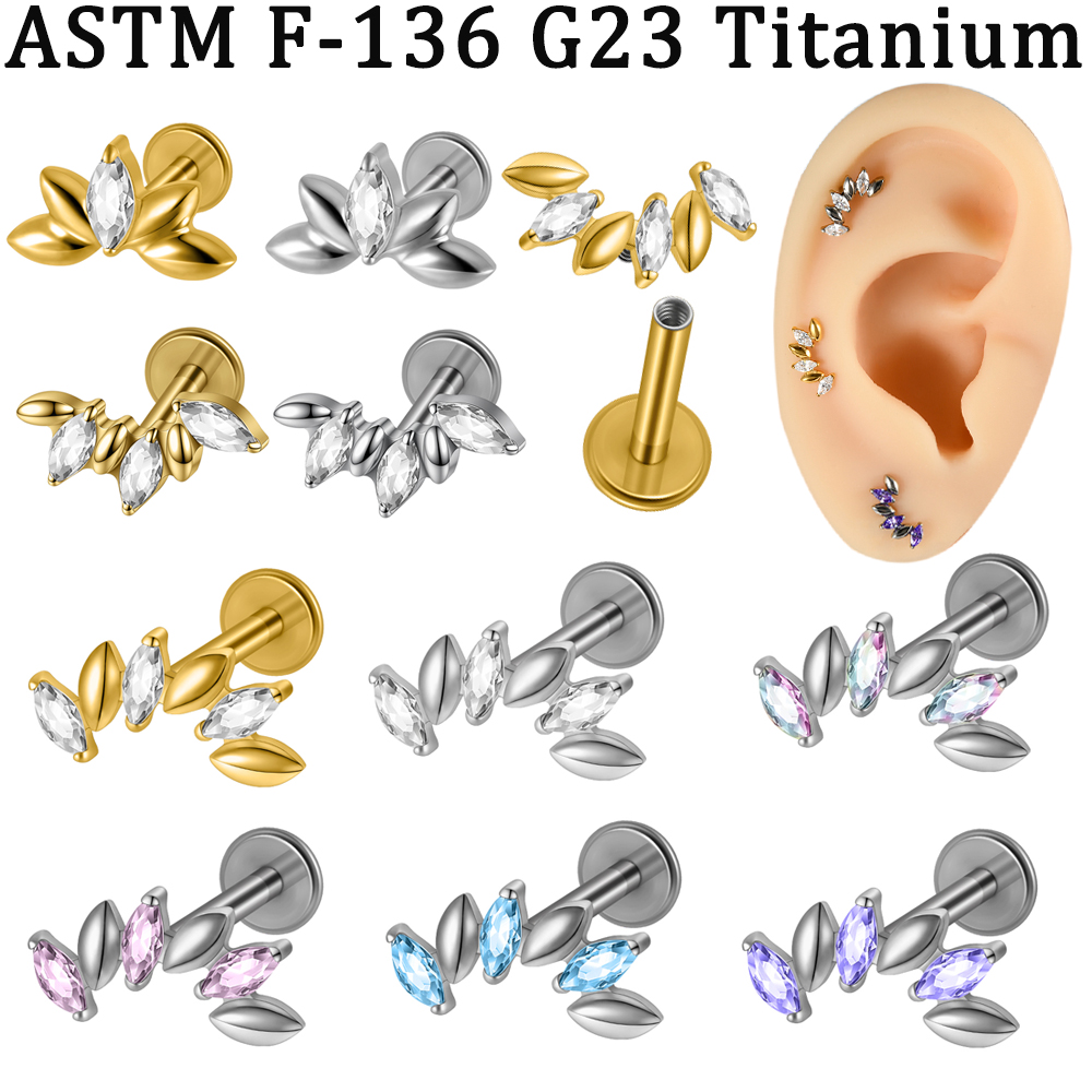 Body Jewelry Implants - 5-1 шт. CZ 5/6 Marquise Lip