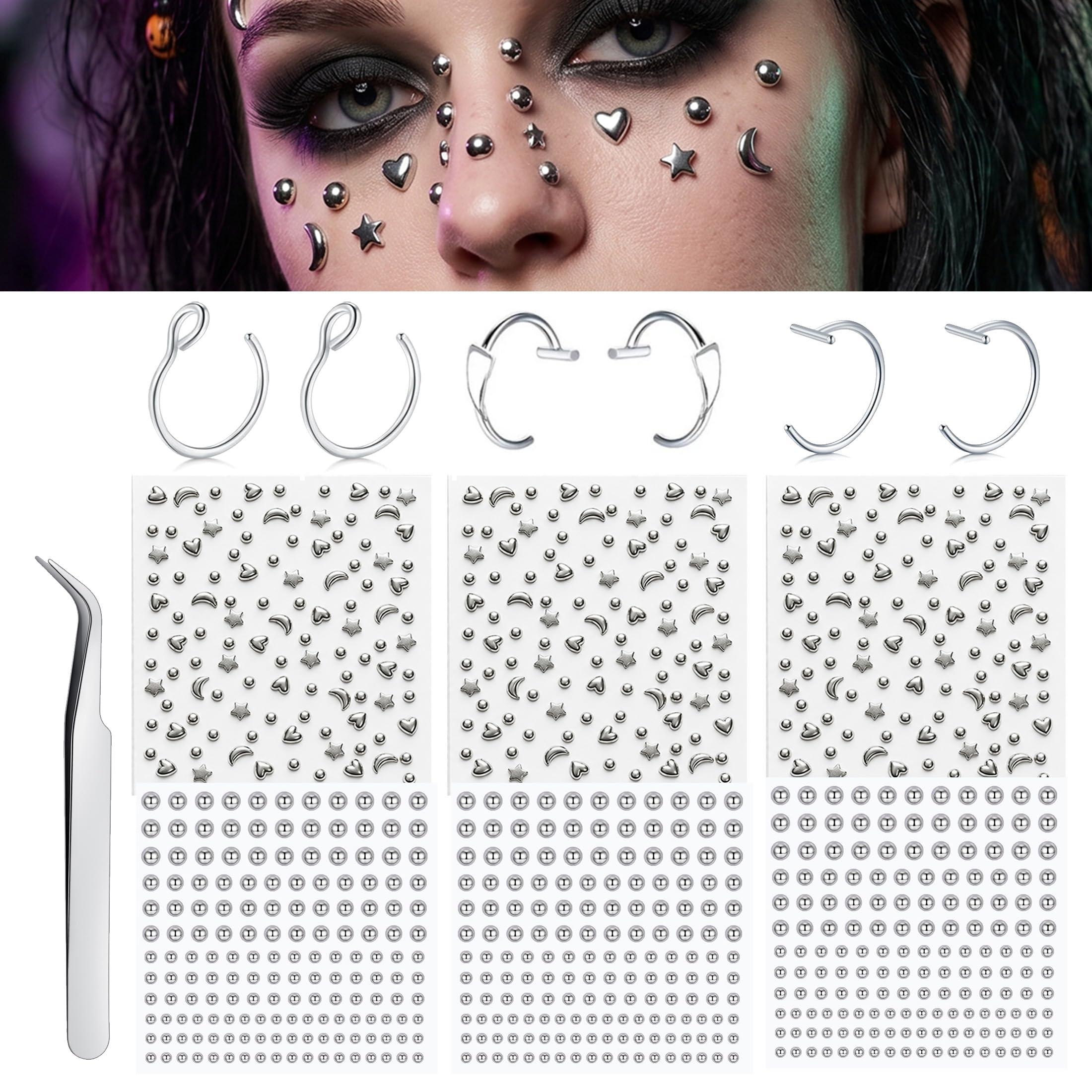 Body Jewelry Piercing - Накладные украшения для лица: шарики-имитации пирсинга,