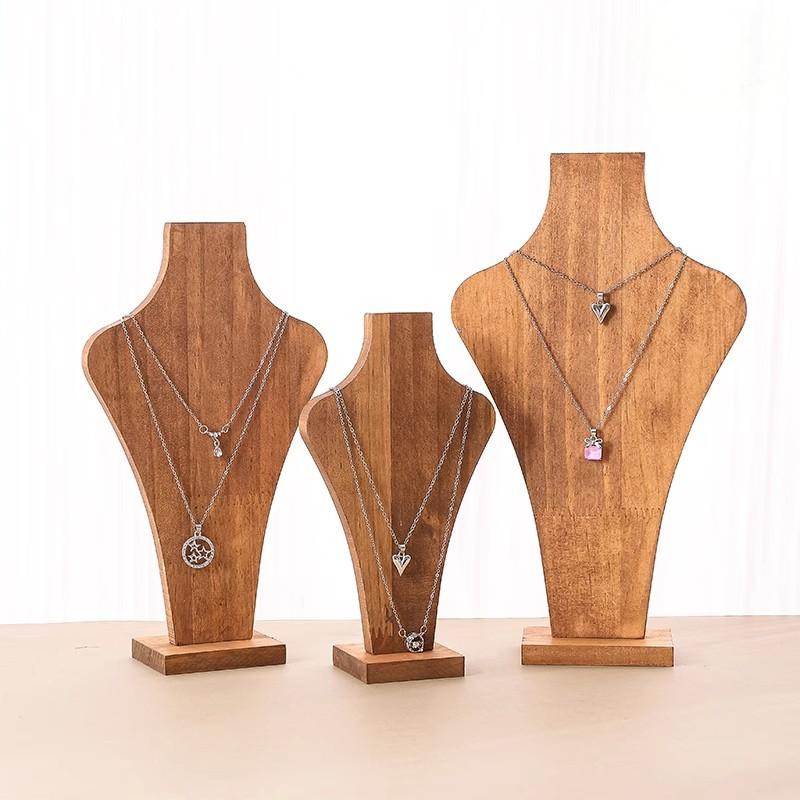Body Jewelry Display Ideas - Съемный манекен из орехового дерева, ожерелье,