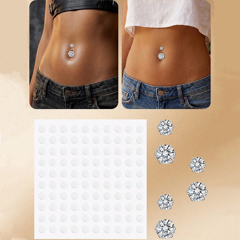 Body Jewelry Piercing - Фальшивые пирсинги для пупка с кубическим