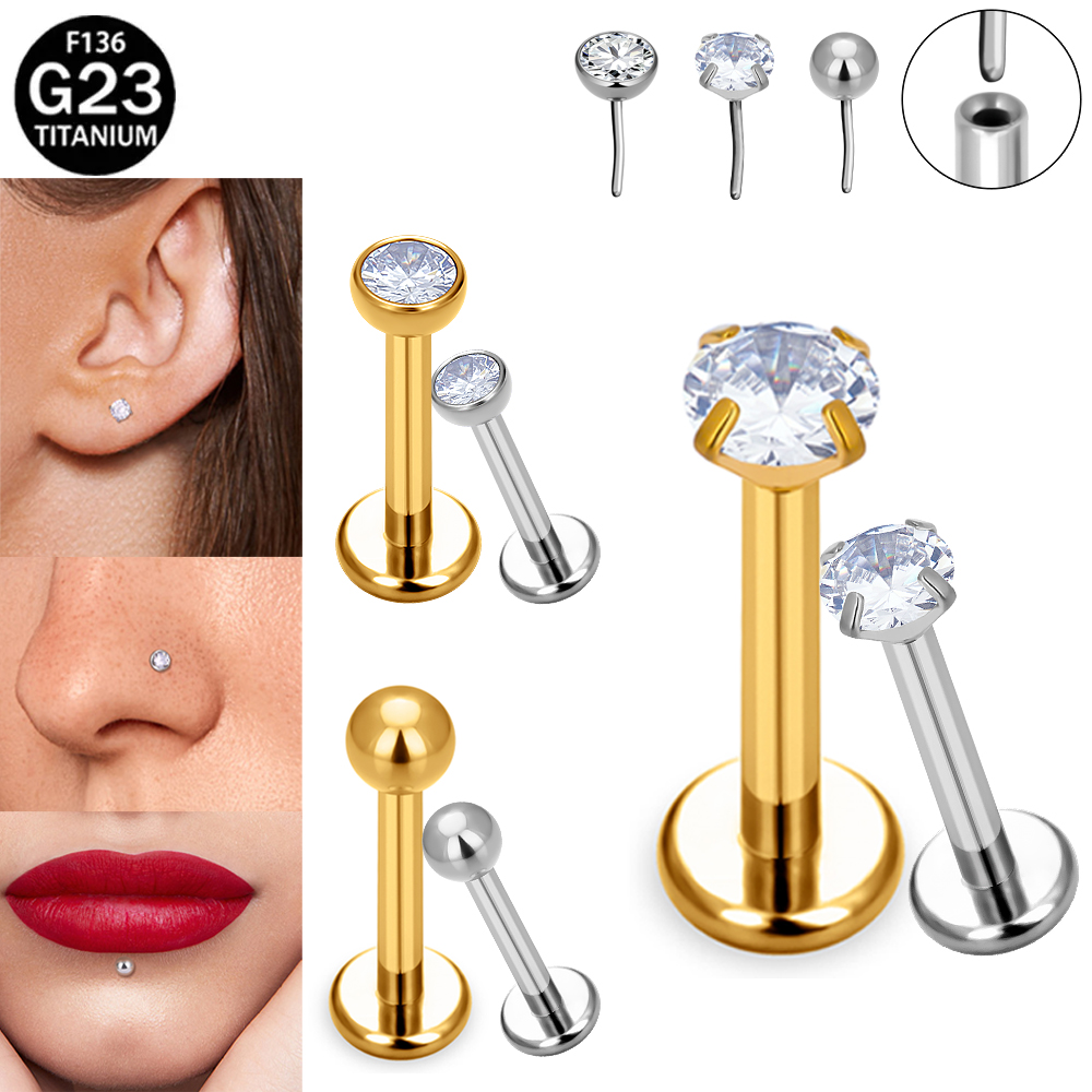 Body Jewelry Implants - Титановые гипоаллергенные серьги-лабреты F136 G23 имплантационного
